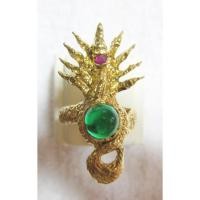 ราคา สินค้าหมดค่ะ แหวนพญานาค9เศียรประดับพลอยมณีใต้น้ำ(เพชรพญานาค)สีเขียวเนื้อทองเหลือง(ทุกราศี)เบอร์9 พร้อมใบคาถาค่ะ (1612437549)