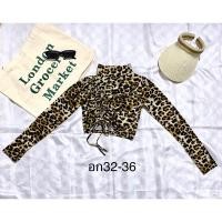 ราคา เสื้อครอปคอเต่ารูดหน้าลายเสือ (10998377337)