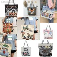 ราคา ❁☾กระเป๋าผ้า ใบใหญ่มากๆ ลายการ์ตูน จุของได้เยอะ มีซิบ มีซับใน ผู้หญิง unisex สะพายข้าง (10251303218)
