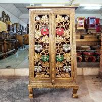 ราคา ตู้พระไตรปิฎก สูง102cm แกะสลักลายฟักมงคล เดินเส้น ติดกระจก (14336856929)