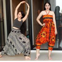 ราคา Full Funk กางเกงฮาเร็ม กางเกงม้ง กางเกงแม้ว กางเกงซามูไร ผ้าเรยอนพิมพ์ลายเอวสม็อค ใส่เป็นชุดจั๊มสูทได้ (43254488144)