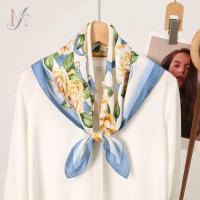 ราคา LMLAVEN 67*67 ซม.สิ่งทอลายทแยงผ้าไหมซาตินผ้าพันคอดอกไม้พิมพ์ผ้าพันคอ Hijab Lady คอผ้าพันคอมุสลิม Headwrap ดอกไม้ Keichief (26781262514)