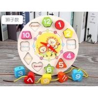 ราคา ⏰นาฬิกาไม้ นาฬิกาสอนเวลา⏰ นาฬิกาไม้เสริมพัฒนาการเด็ก พร้อมรูปทรงเลขาคณิต (2945651711)