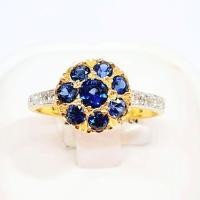 ราคา แหวนพลอยไพลิน พลอย 1 กะรัต ประดับด้วยเพชรแท้เบลเยี่ยมคัท 6/0.06 กะรัต ตัวเรือนทองคำแท้ 90% ขนาดแหวน 54 มีใบรับประกัน (14989956633)