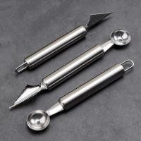 ราคา สแตนเลสผลไม้ลูกขุดลูกแตงโมขุดช้อนมีดแกะสลักผลไม้ตัด แผ่นเสียง เครื่องมือไอศครีมแตงโมช้อน (43326020705)