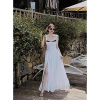 ราคา เดรสยาวสายเดี่ยวฉลุลูกไม้ หลังมีสายร้อยผูกเข้ารูป อกแต่งลูกไม้ดำ (25984707993)