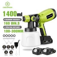 ราคา ONEGREEN 1400ML ไฟฟ้าสเปรย์ปืนไร้สายสี Sprayer HVLP Auto เฟอร์นิเจอร์เหล็กเครื่องมือสําหรับ Makita 18V แบตเตอรี่ Pin (48002583728)