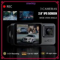 ราคา SNACKZY รถ DVR, 360° ดูเครื่องบันทึก HD บันทึกยานพาหนะ IR Night Vision 3 ช่อง Car Dashcam บันทึกการขับขี่ (52602843395)