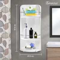 ราคา ติดง่าย [ส่งจากไทย] แพ็คคู่ Elegance ชั้นวางของในห้องน้ำ Max Volume 2in1 สีขาว แบบเข้ามุมและติดผนัง วางสบู่ (29127874187)