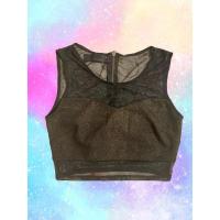 ราคา CPS ของแท้% เสื้อครอปสีดำประกายทองสวยๆ ไซส์ S (22909941779)