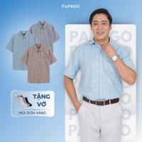 ราคา PAPAGO เสื้อผู้ชายวัยกลางคนแขนสั้นและไฮบริดแนวนอน ผ้าลายสก๊อตเท่ๆ-P23SNCR001 (29290713752)