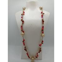 ราคา สร้อยคอสีทองประดับลูกปัดสีส้ม ทอง ชมพูใส แดง มุกขาว สไตล์อินเดีย งานป้ายแบรนด์ยุโรป (28711390935)