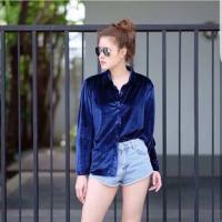 ราคา เสื้อเชิ๊ตกำมะหยี่สีน้ำเงิน (145240060)