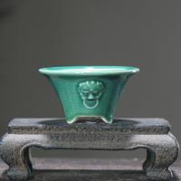 ราคา ขนาดเล็กพิเศษสองสีไล่โทนสีเคลือบเซรามิกกระถางบอนไซมินิสัตว์ขนาดเล็กพื้นผิวสีม่วงทรายกระถางดอกไม้หม้อนิ้วหัวแม่มือปาล์ม (43624305909)