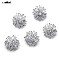 ราคา Smile กระดุมพลอยเทียม เพทายเงิน 16 มม. รูปดอกไม้ งานฝีมือ สําหรับตกแต่งบ้าน Diy 5 ชิ้น (22557864755)