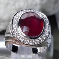 ราคา แหวนทับทิม 14 กะรัต ทับทิมแท้ ล้อมเพชรcz ตัวเรือนเงินแท้ (29421308885)