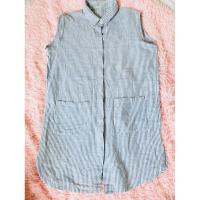 ราคา เดรส ผ้าลินิน ลายทาง ขาวน้ำเงินเข้ม ผ้าใส่สบาย งานซ่อนกระดุม (22674994032)