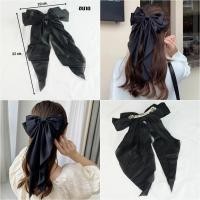 ราคา กิ๊ฟโบว์ติดผมสีดำใหญ่ สไตล์เกาหลี โบว์ผ้าซาติน หางยาว เครื่องประดับผมแฟชั่น (40276186867)