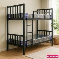 ราคา เตียง2ชั้น ขนาด 3ฟุต 3.5 ฟุต พร้อมที่นอนยางมีไม้อัดรองเตียง เตียงสองชั้น เหล็กเหลี่ยม เหล็กหนาแข็งแรงที่สุดในท้องตลาด (57703050382)