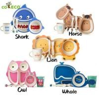 ราคา Coeco 5 ชิ้น/เซ็ตเด็กเส้นใยไม้ไผ่บนโต๊ะอาหารลายการ์ตูนเด็กวัยหัดเดินแผ่นและถ้วยภาชนะช้อนและส้อมพรีเมี่ยม (42660891466)
