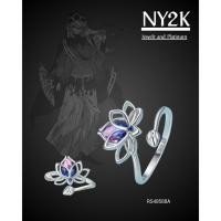 ราคา แหวนปรับขนาดได้รูปดอกบัวเงินแท้ 925 สำหรับผู้หญิง แหวนแบบเปิดปิดรูปดอกบัว RS40588A (41352515589)