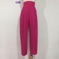 ราคา กางเกงวินเทจเอวสูง สีชมพูบานเย็น กางเกงมือสอง (1389574384)