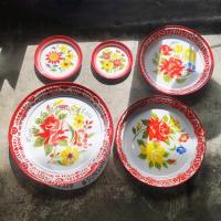 ราคา 100.ถาดเคลือบ ลายดอก 22 ซม.- 60 ซม. ภาชนะเคลือบ ตรากระต่าย (16735268004)