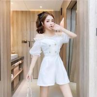 ราคา งานนำเข้า size m มือ1ป้ายห้อย จั๊มสูทขาสั้นสีขาว แต่งสายเดี่ยวเปิดไหล่ ระบายแขนผ้าชีฟองคุณหนูมาก (21310996139)