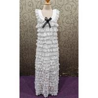 ราคา ชุดเดรสยาวสีขาวระบายลูกไม้เป็นชั้นๆแขนกุด (27703560319)