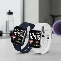 ราคา 2PCS นาฬิกาข้อมือข้อมือดิจิตอล LED สําหรับคู่รัก นาฬิกาข้อมือกีฬาอิเล็กทรอนิกส์สําหรับผู้ชายและผู้หญิง แพ็คสุดคุ้ม (46951547538)