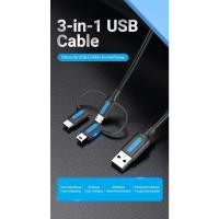 ราคา Vention(CQIB) USB Cable USB 2.0 A to Type C Micro B Mini B Cable Male to Male 3 in 1 (6563166377)