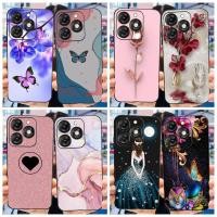 ราคา เคสโทรศัพท์มือถือ ซิลิโคนนิ่ม ลายดอกไม้ หินอ่อน ผีเสื้อ สีดํา สําหรับ ITEL A70 A665L ITELA70 2023 (23761516736)