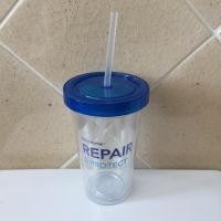 ราคา กระบอกน้ำพลาสติก สีใส ฝาสีน้ำเงิน พร้อมหลอด ทรงแข็ง สไตล์ yei แบบใส ของใหม่ มือ 1 (1091547965)