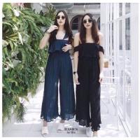ราคา จั๊มสูทยาวอัดพลีท แต่งระบายช่วงอก (1099761564)