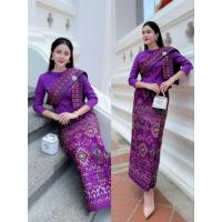 ราคา งานเซ็ตเสื้อไทยเรือนต้น เสื้อผ้าทอไหมรังขาว อัดกาว เสื้อแขน5 ส่วน กระดุมหน้า +ผ้าถุงแบบสำเร็จรูปผ้าฝ้ายทอลายป้ายสำเร็จ (27534216479)