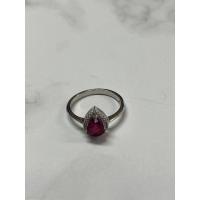 ราคา แหวนทับทิมทรงหยดน้ำล้อมczเงินแท้92.5ไซส์57 (22127472142)