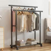 ราคา ราวตากผ้าชั้นวางเสื้อผ้าห้องนอนใช้ในบ้านไม้แขวนเสื้อแบบพับเก็บได้ ขนาด 75x29x155 cm. (25781061173)