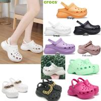 ราคา Classic Bae Clog Cross รองเท้าแตะประดับโซ่แพลตฟอร์มของผู้หญิง 206302 ความสูง 7-8ซม (57202636911)