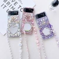 ราคา Full Diamond Rabbit Beauty Mirror Crossbody Chain Samsung Z Flip 34567 7FE เคสโทรศัพท์ Rhinestone Case OPPO FindN3Flip/N2Flip พับหน้าจอป้องกันกรณีแฟชั่น Diamond-Studded (19976059446)
