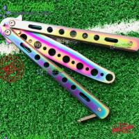 ราคา Alithai Balisong มีดบาลิซอง มีดควง มีดซ้อม มีดผีเสื้อ แบบไร้คม สำหรับซ้อมควง สีรุ่ง ไทเทเนียม 1ชิ้น (29878417934)