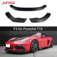 ราคา 3PCS Carbon Fiber Front Lip Spoiler Splitters for Porsche 718 Cayman Boxster 2016-2019 FRP Head bum (54802463362)