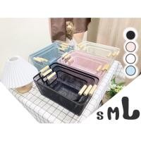 ราคา ✨ แต่งบ้านมินิมอล✔️ ตะกร้าใส่ของ 4สี ตะกร้ามินิมอล ไซส์S/M/L สีพาลเทล ตะกร้าเหล็กหูไม้ ตะกร้าแต่งบ้าน (23271962898)