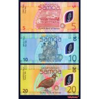 ราคา ธนบัตรชุด 3 ใบ ซามัว SAMOA 5-10-20 ตาลา P-47/48/49 โพลิเมอร์ สีสวย สภาพใหม่เอี่ยม ไม่ผ่านการใช้ แบงค์สะสม (25478897882)
