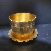 ราคา กระถางธูปทองเหลือง 7 นิ้วตอกลายกลีบบัวกลวง จานรอง Premium & Luxury (10742397901)