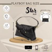 ราคา แท้ Playboy รุ่น Star Bag กระเป๋าสะพายข้างผู้หญิง รหัสST-B243PB581 ดีไซน์ทรงBuguette Bag ม (45750063941)