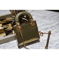 ราคา Dior Three-Grid Mirror Leather Dior Bag Champagne Gold (49603021036)