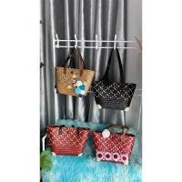 ราคา กระเป๋าสานกระจูดดอกไม้สายหนัง (24942706076)