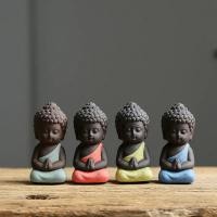 ราคา Creative Purple Little Monk Sand Buddha Figure, Religious Zen Decoration, Small Ornaments, Buddhist, Novice, Handmade St (26413512571)