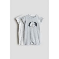 ราคา H&M(เอชแอนด์เอ็ม) ชุดนอนผ้าคอตตอนยืดแพ็ค 2 ชิ้น Infants 2-pack cotton jersey sleepsuits 1224625_5 (25943361117)
