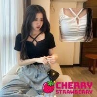ราคา เสื้อครอป เสื้อยืดรัดรูป ทรงไขว้ ทวิสต์หน้า เสื้อครอปคอไขว้ เสื้อครอปรัดรูป (23120137553)